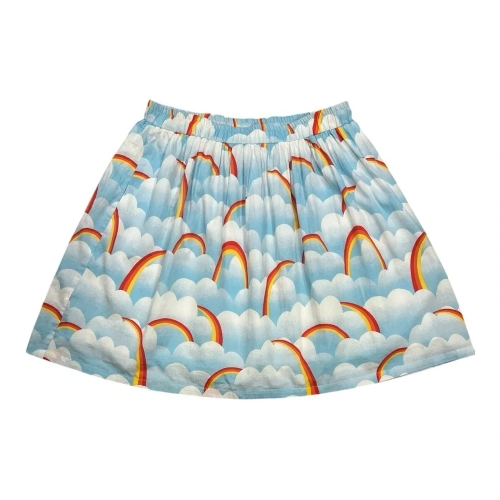 ModCloth Colorful Rainbow Women’s Mini Skirt Size L Blue